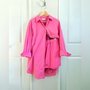 Velvet by Graham & Spencer Pink Button-Down Shirt + Shorts Set